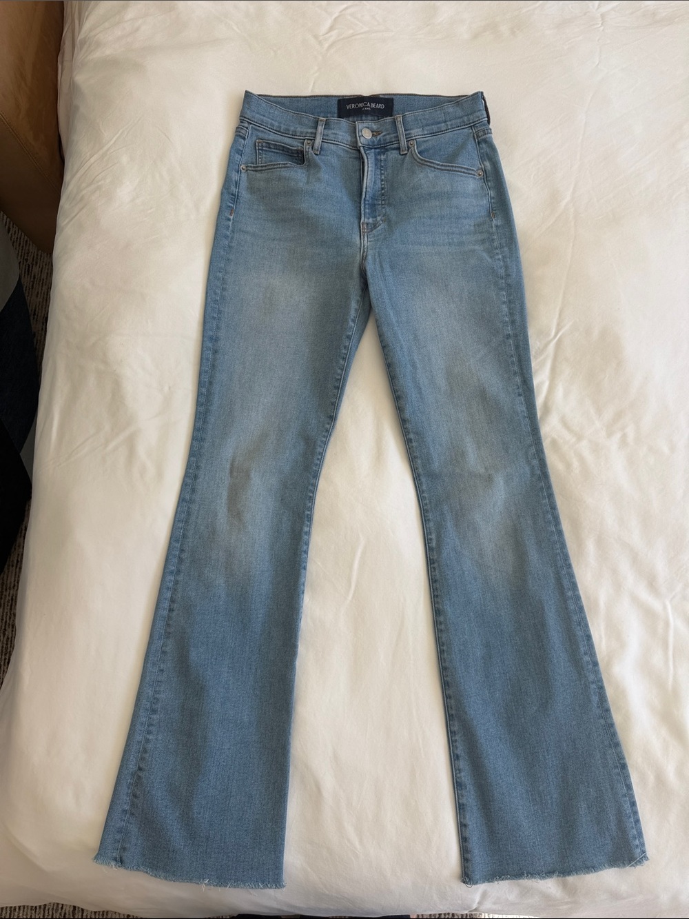 Veronica Beard Faded Light Blue Wide-Leg Jeans